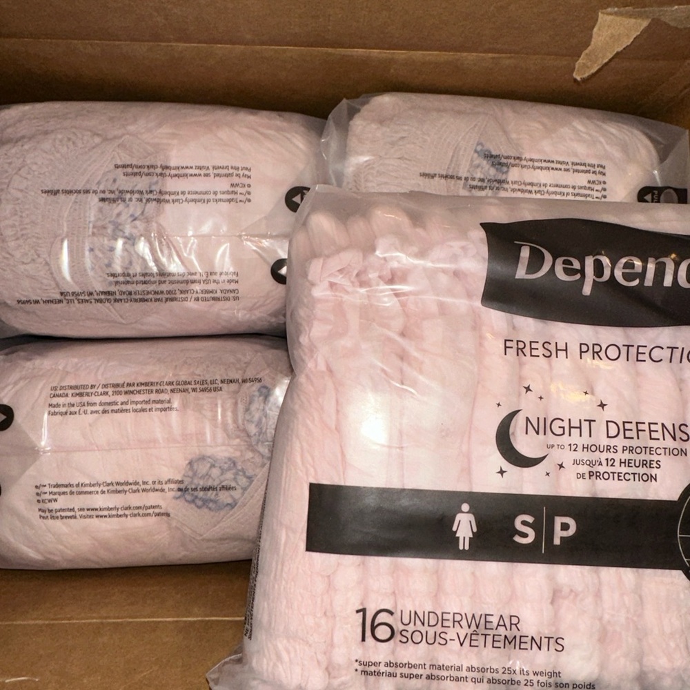 INCONTIENCE Underwear, Depends Night Defense, Small, Women, Pink, 64 Ct Total